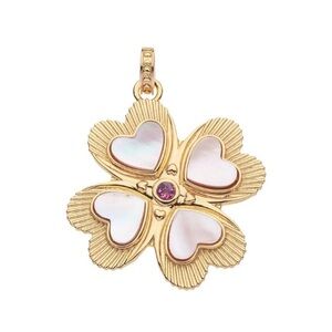 Jane Win LUCKY in Love Clover Pendant with Pink Shell